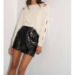 kael cut out sweatshirt in ivory