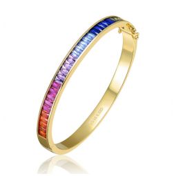 14k gold plated with multi-colored cubic zirconia bangle bracelet