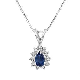 0.35cttw diamond and sapphire pendant in 14k gold