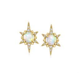 by ross-simons opal starburst earrings with diamonds in 14kt yellow gold