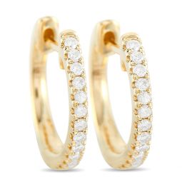 14k yellow gold 0.22ct diamond hoop earrings aer-9846