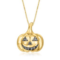 black diamond jack-o-lantern pendant necklace in 18kt gold over sterling