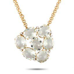 18k yellow gold 0.30ct diamond and prasiolite pendant necklace 200516