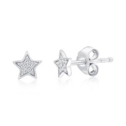 sterling silver, star diamond studs