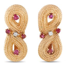 14k yellow gold 0.06 ct diamond and 0.50 ct ruby earrings mf06-070825