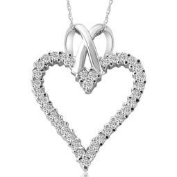 1 1/10ct diamond heart pendant necklace in 14k white, yellow or rose gold 1 1/4