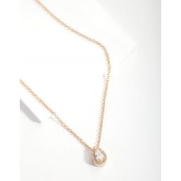 gold plated sterling silver cubic zirconia pear halo necklace