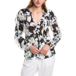 amira bias ruffle silk top
