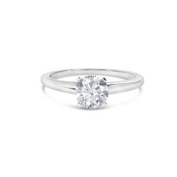 14k white gold 1.0 cttw round lab grown diamond 4 prong solitaire engagement ring