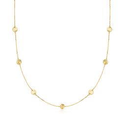 canaria italian 10kt yellow gold diamond-cut disc station necklace