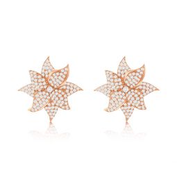 yellow sterling silver white cubic zirconia large pave flower earrings