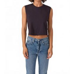 denim sleeveless babe tee in vintage black