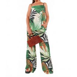 vince wide leg pants in caribbean palms luxe satin