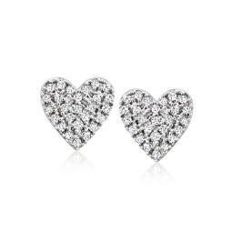 pave diamond heart earrings in sterling silver