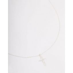 sterling silver cubic zirconia marquise cross necklace, 18 inches