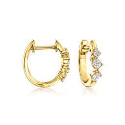 by ross-simons multi-shaped lab-grown diamond hoop earrings in 18kt gold vermeil