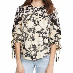 longsleeve gold leaf top in black combo