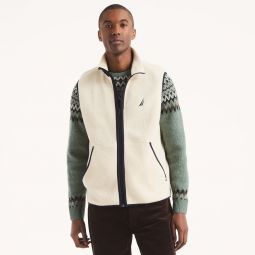 mens faux shearling full-zip mixed media vest