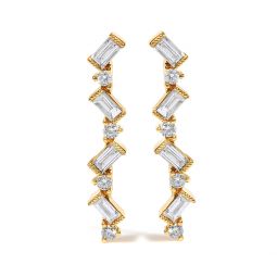 14k yellow gold 1/2 cttw diamond zig zag drop earrings