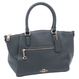 elise satchel handbag in olive green leather