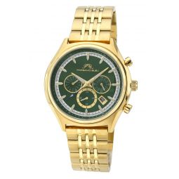 mens charlie multifunction gold tone & green watch 1261fchs
