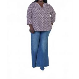 pintuck button down blouse - plus in poplar glen