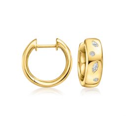 by ross-simons scattered lab-grown diamond hoop earrings in 18kt gold vermeil