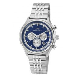 charlie stainless steel multifunction silver tone & blue mens watch 1261bchs