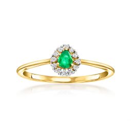 canaria emerald ring with diamonds in 10kt yellow gold