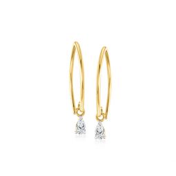 by ross-simons pear-shaped lab-grown diamond drop earrings in 14kt yellow gold