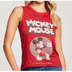 mickey mouse american classic cropped hi/lo top in red