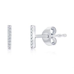 sterling silver vertical bar diamond studs