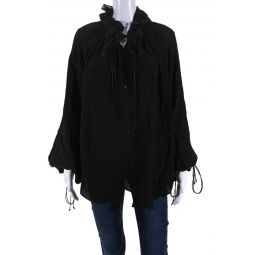 womens londra silk crepon tie neck gathered top blouse black it 36