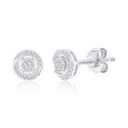 sterling silver round halo diamond studs