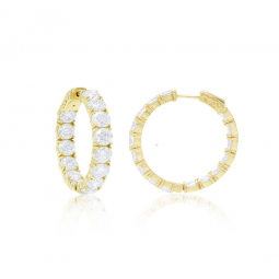 12cts 18kt yellow gold lab grown inside-out diamond hoop earrings 12cts of round, diameter: 1.00 e-f color, vvs-vs clarity