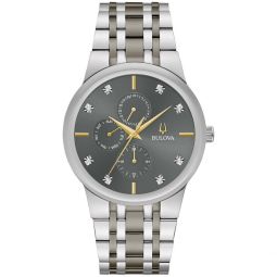 mens modern diamond grey dial watch