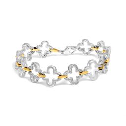 .925 two-tone sterling silver 1/10 cttw natural round diamond fashion tennis bracelet
