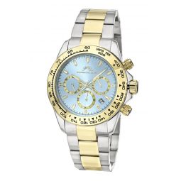 preston stainless steel two tone & ice blue mens watch 1036cprs