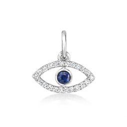 by ross-simons diamond and sapphire evil eye charm in sterling silver