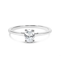 14k white gold 1/2 cttw oval lab grown diamond 4 prong solitaire engagement ring