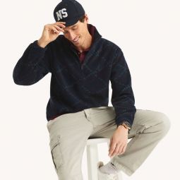 mens printed nautex fleece half-zip pullover