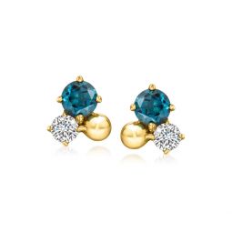 by ross-simons london blue topaz and . lab-grown diamond earrings in 18kt gold vermeil