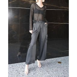 lou silky cargo pant in black