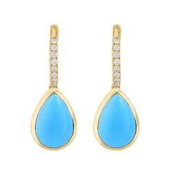 14k 5.40 ct. tw. diamond & turquoise earrings