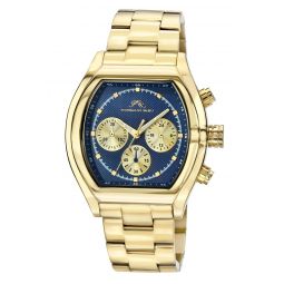 roman stainless steel gold tone & blue mens watch 1291dros
