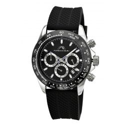preston sport silicone silver tone & black mens watch 1037bprr