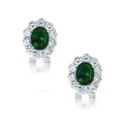 sterling silver white gold plated with colored cubic zirconia celebrity-inspired stud earrings