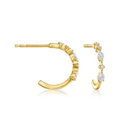 by ross-simons multi-shaped lab-grown diamond c-hoop earrings in 18kt gold vermeil