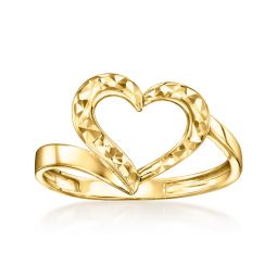 canaria 10kt yellow gold diamond-cut heart ring