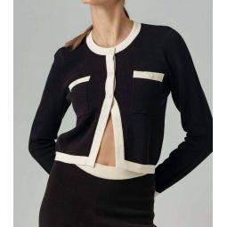 amora cardigan in black/ivory